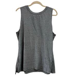 Athletic Works Black + White Striped Muscle Tank Top XL